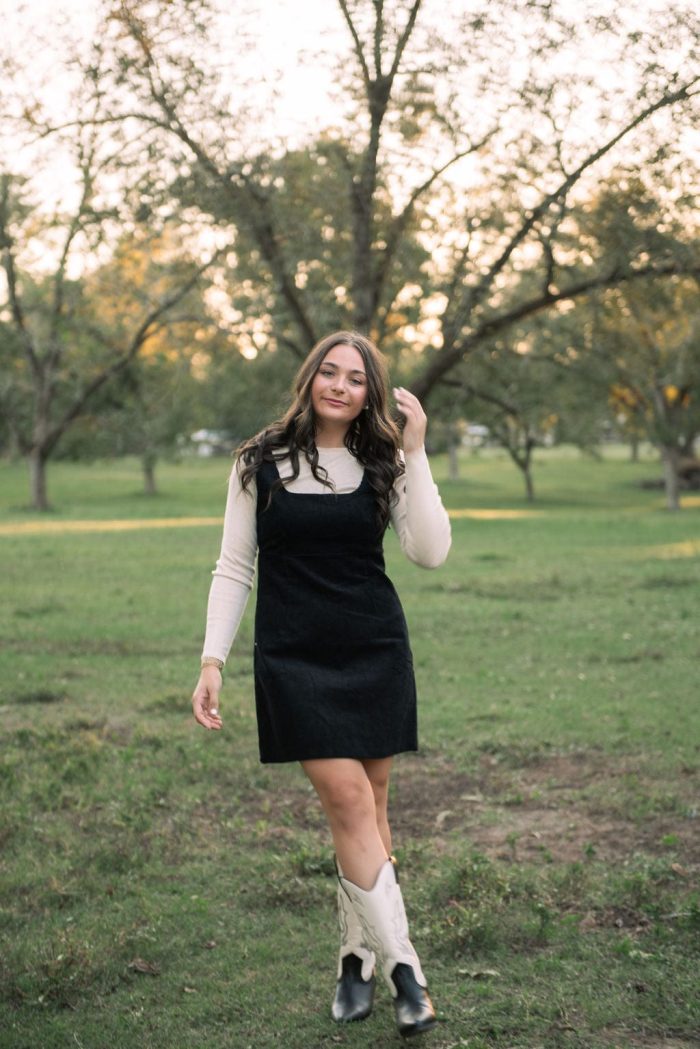 Black Corduroy Pinafore Mini Dress - Image 3