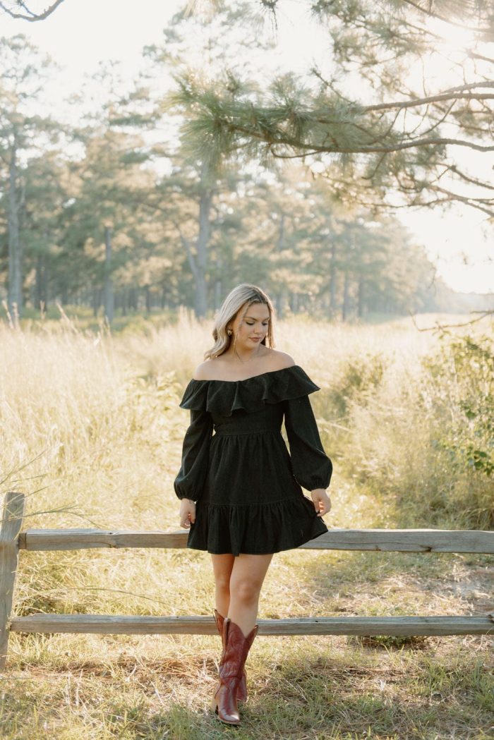 Black Wash Ruffle Denim Dress - Image 3