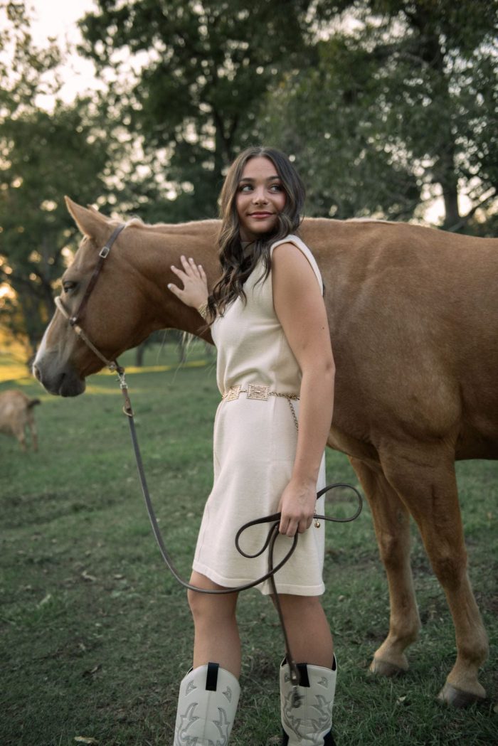 Cream Sleeveless Mock Neck Knit Dress - Image 4