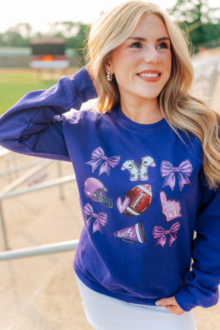 Purple Coquette Football Crewneck - Image 3