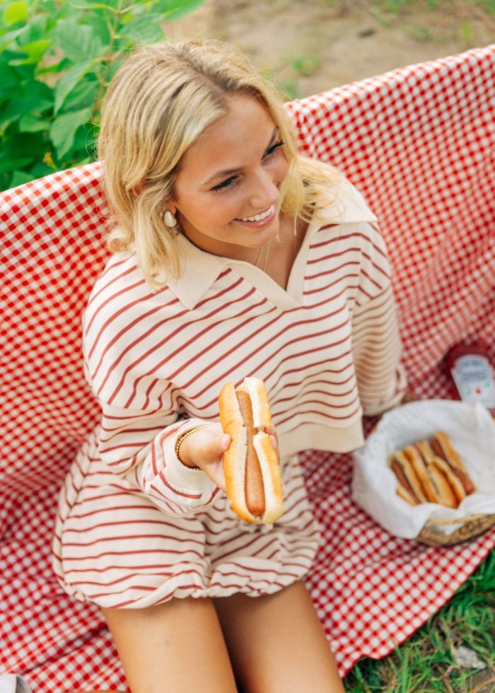 Cream & Rust Striped Bubble Skirt Set - Image 5
