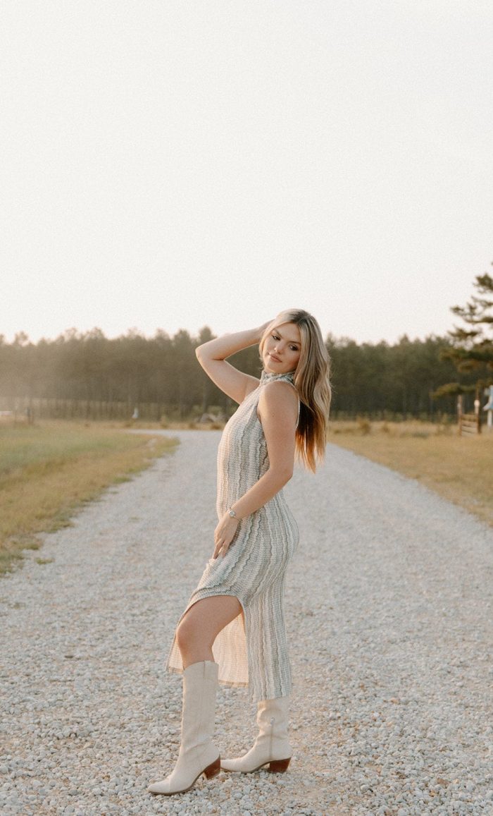 Green Striped Crochet Midi Dress - Image 5