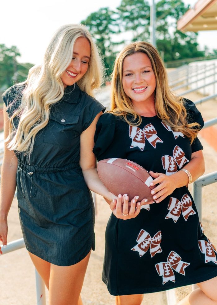 Black Football Bow Patch Mini Dress - Image 5