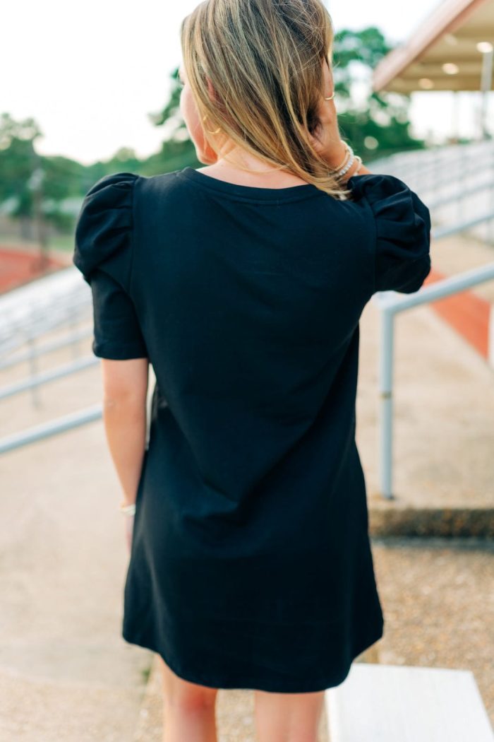Black Football Bow Patch Mini Dress - Image 2