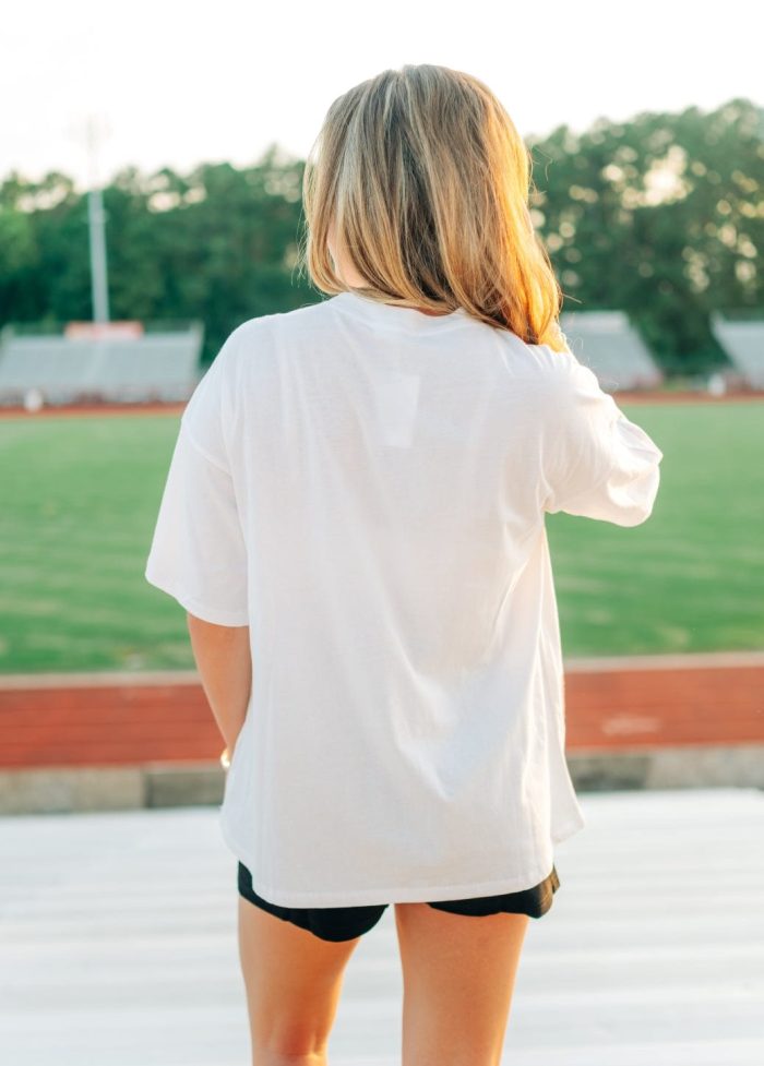 White Sequin Multi Football Patch Tee - Image 2