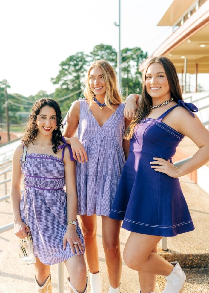 Purple Shoulder Tie Denim Dress - Image 4
