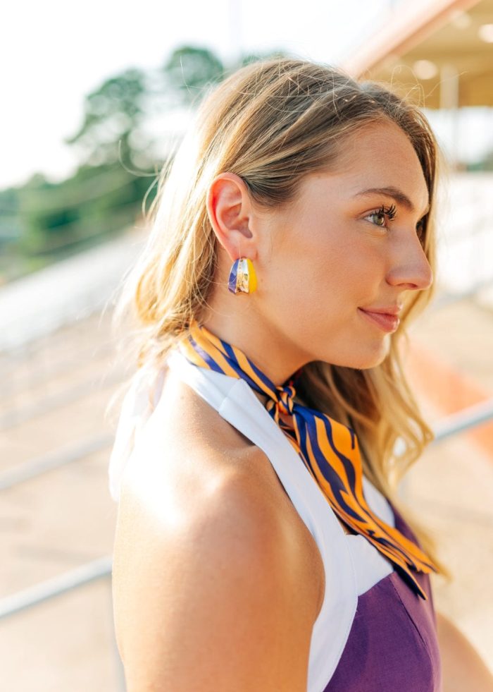 Purple & Gold Chunky Hoops