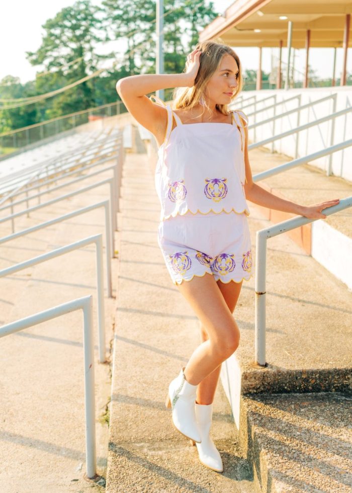 Lavender Tiger Embroidered Set