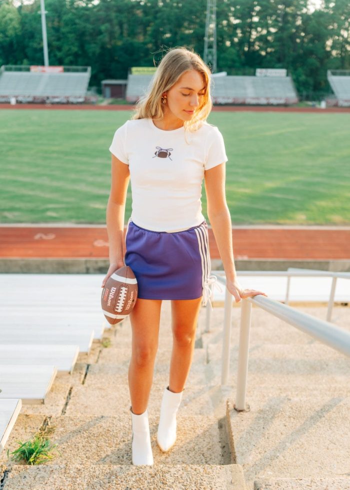 White Football Bow Tee - Image 4