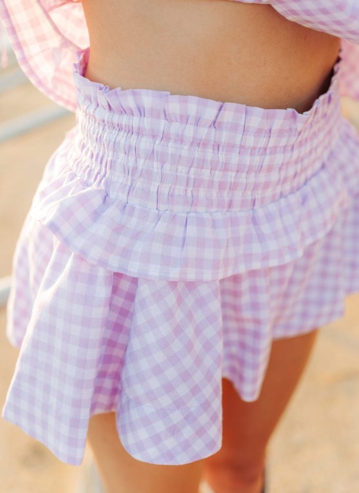 Lavender Gingham Ruffle Short Set - Image 5