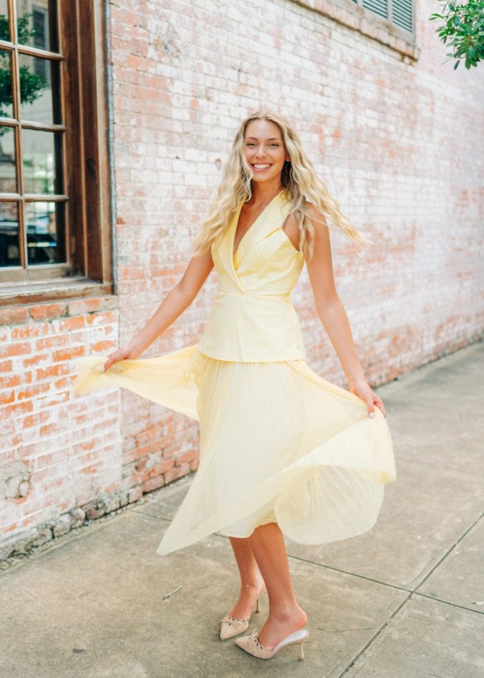 Yellow Vest Mesh Midi Dress - Image 6