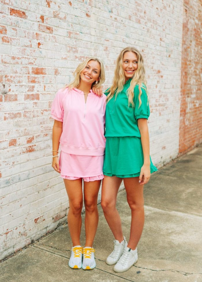 Pink Zip Up Ruffle Skort Set - Image 5