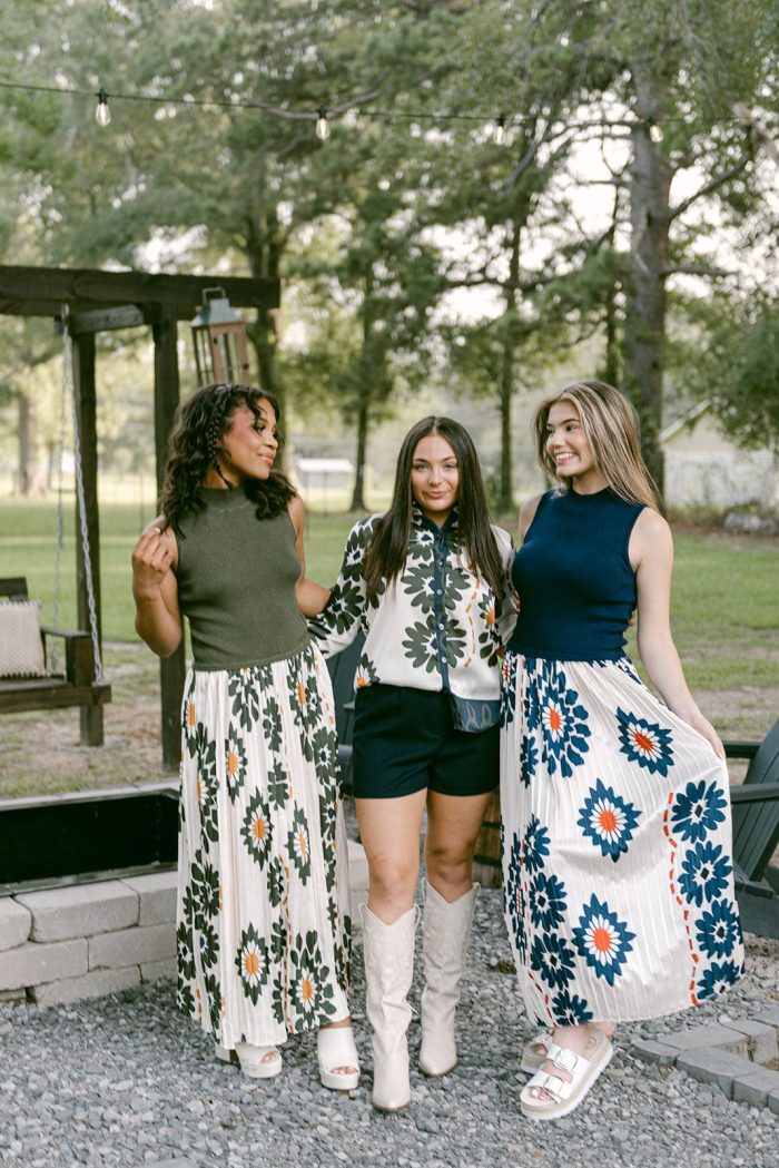 Olive Floral Pleated Midi Dress - Image 4