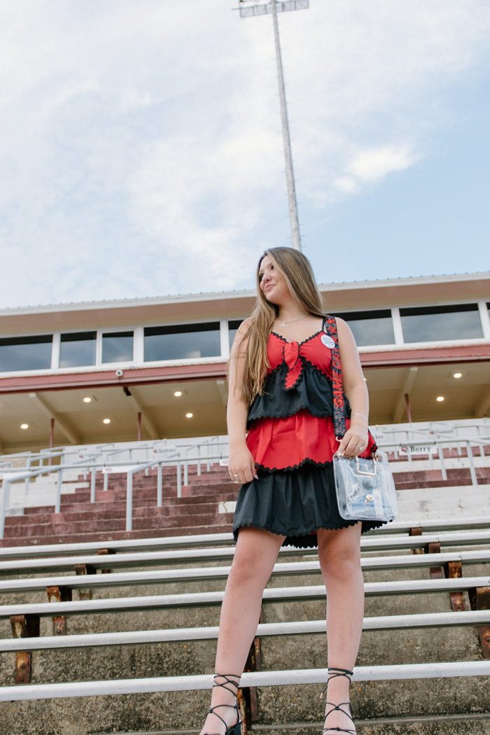 Red & Black Tiered Ruffle Dress - Image 5