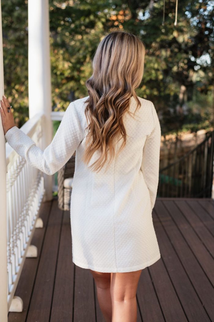 White Braided Trim Tweed Mini Dress - Image 2