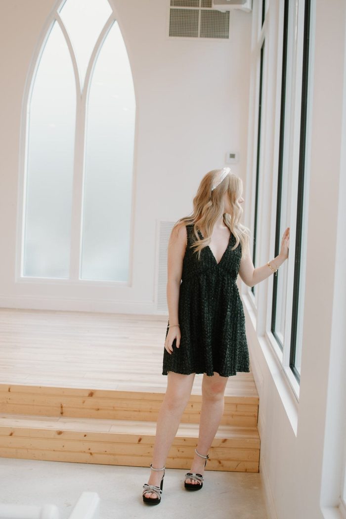 Black Textured Sleeveless Mini Dress - Image 5