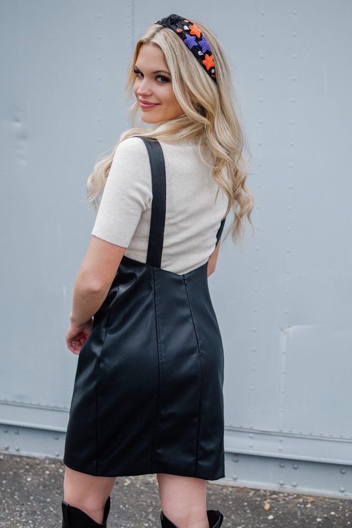 Black Vegan Leather Mini Dress - Image 2