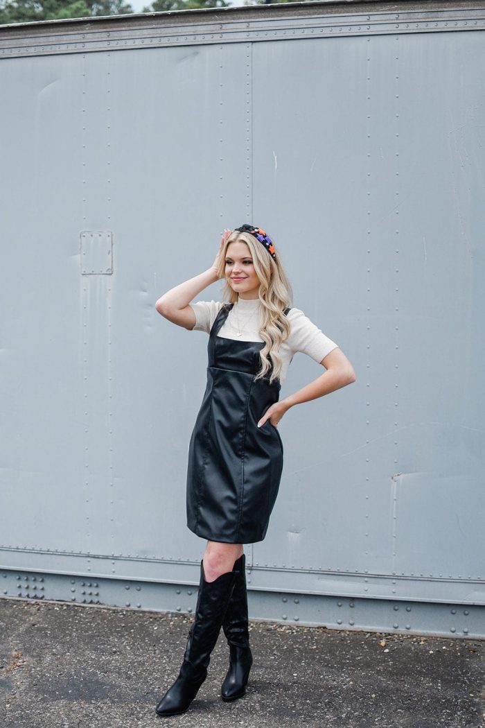 Black Vegan Leather Mini Dress - Image 5