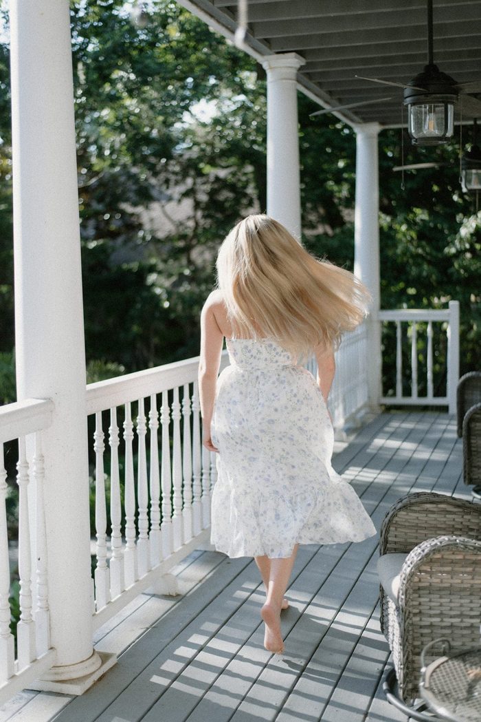 Blue Floral Bustier Midi Dress - Image 2