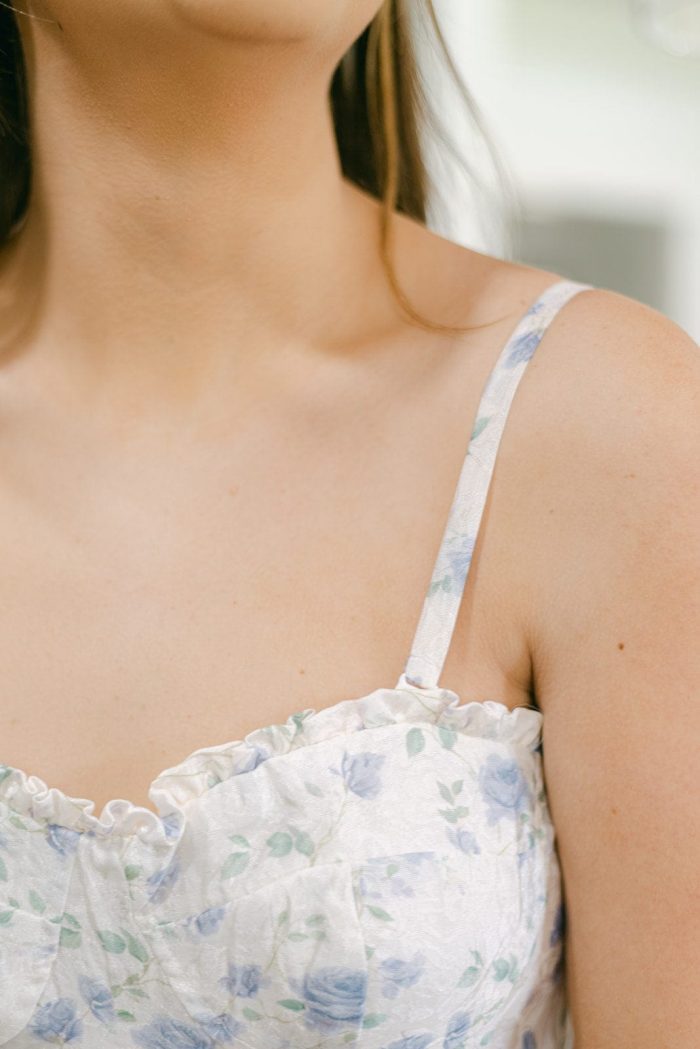 Blue Floral Bustier Midi Dress - Image 3