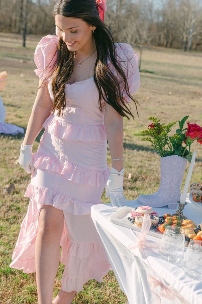 Baby Pink Button Ruffled Maxi Dress - Image 5