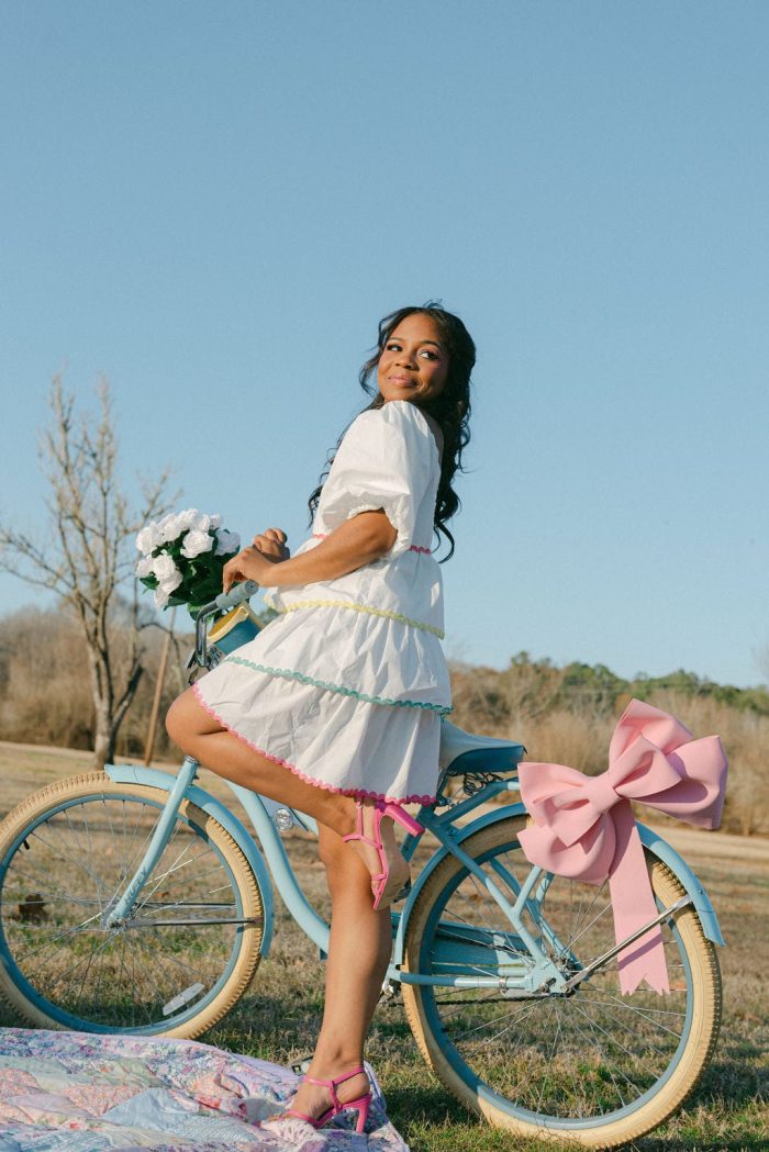 White Poplin Tiered Ruffle Color Dress - Image 4