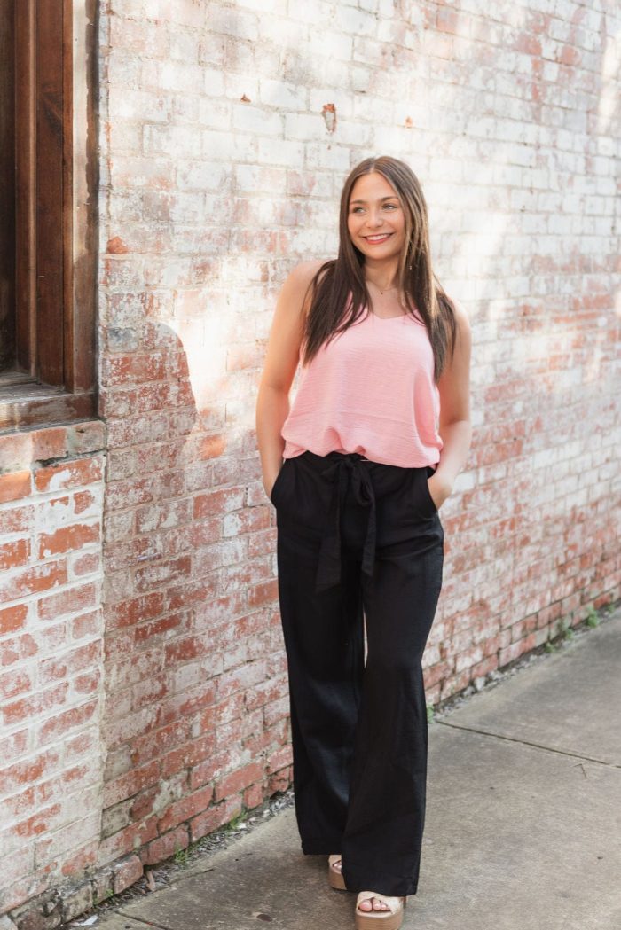 Pink V-Neck Flowy Sleeveless Cami - Image 3