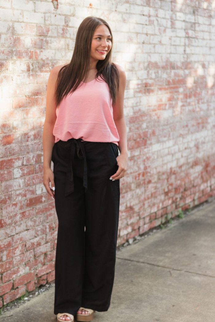 Pink V-Neck Flowy Sleeveless Cami - Image 5