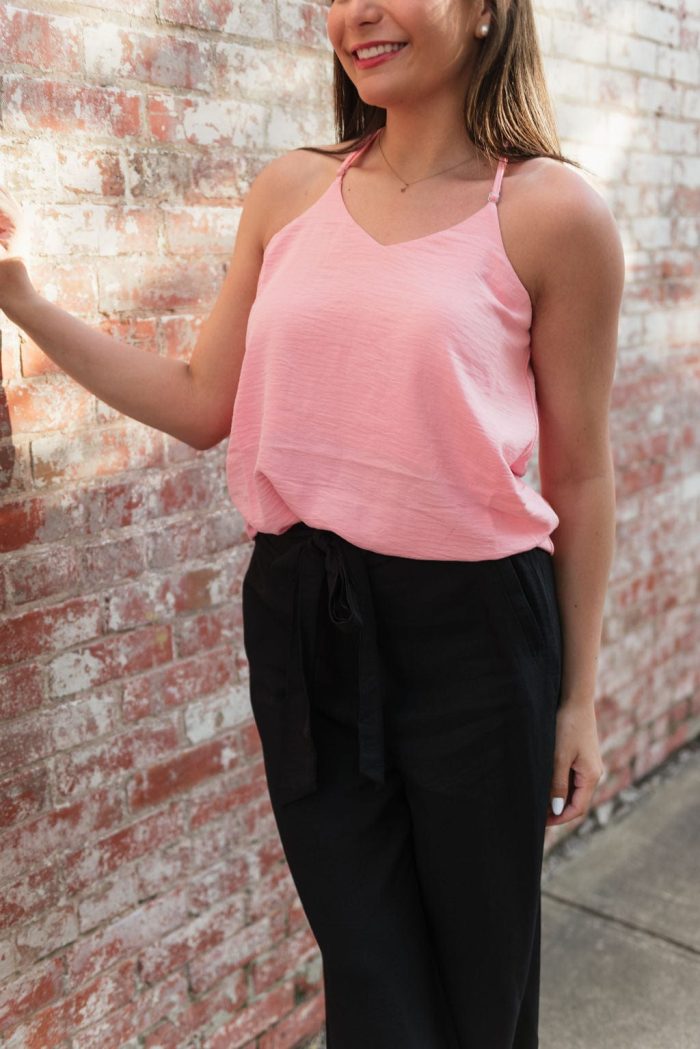 Pink V-Neck Flowy Sleeveless Cami - Image 4