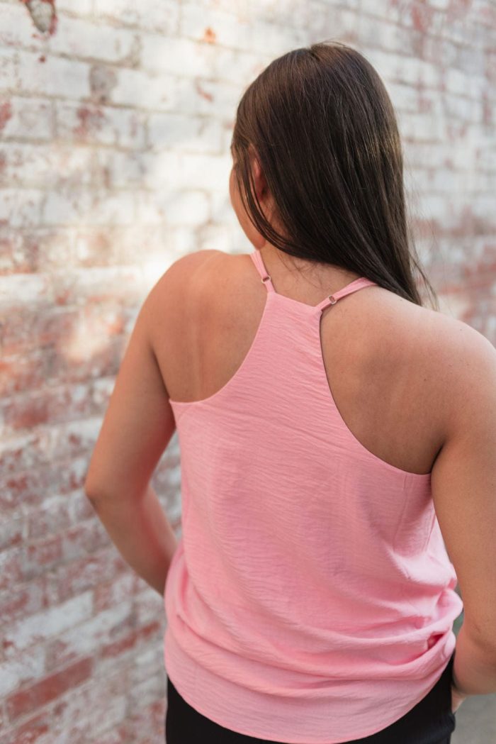 Pink V-Neck Flowy Sleeveless Cami - Image 2