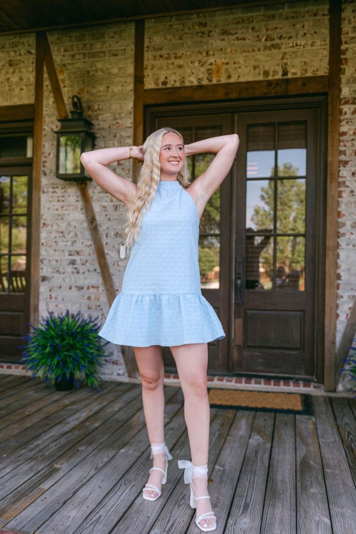 Blue Halter Neck Babydoll Dress - Image 6