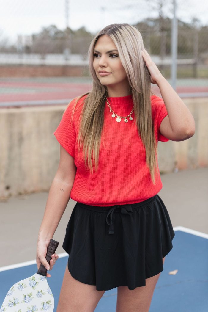 Tomato Banded Bottom Knit Top - Image 3
