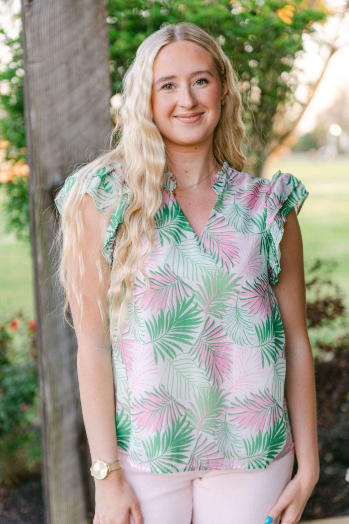 Green Marley Tropical Leaves Top