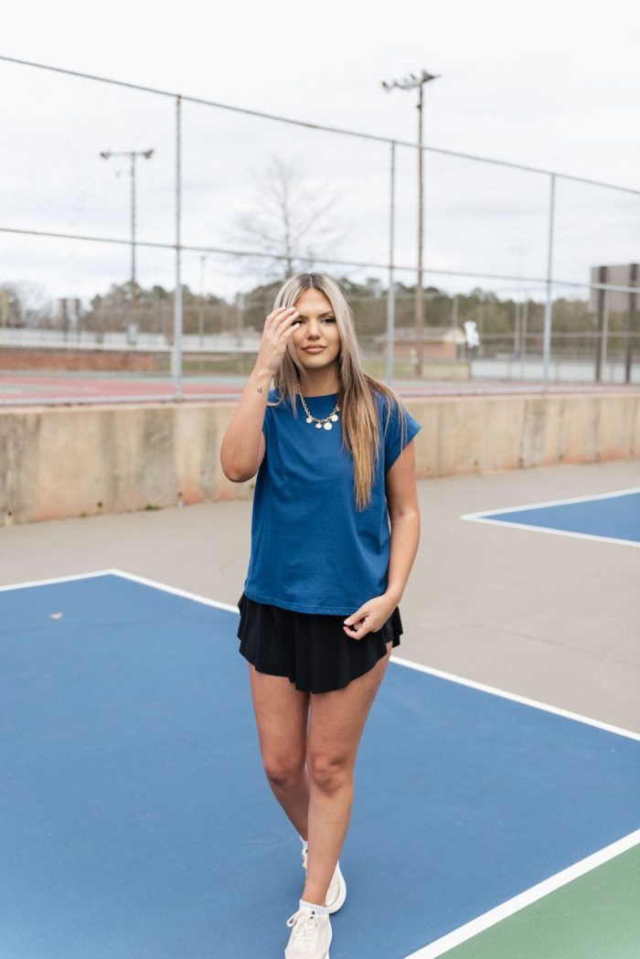 Navy Blue Folded Short Sleeve Tee - Image 4