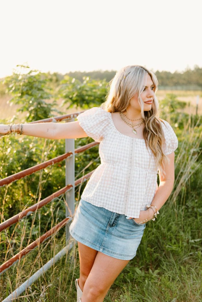 Beige Gingham Babydoll Top - Image 3