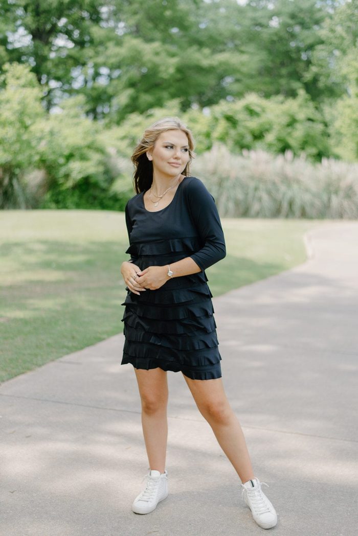 Lulu B Black 3/4 Sleeve Ruffle Dress - Image 3