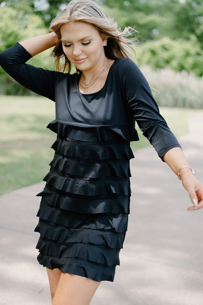 Lulu B Black 3/4 Sleeve Ruffle Dress - Image 5