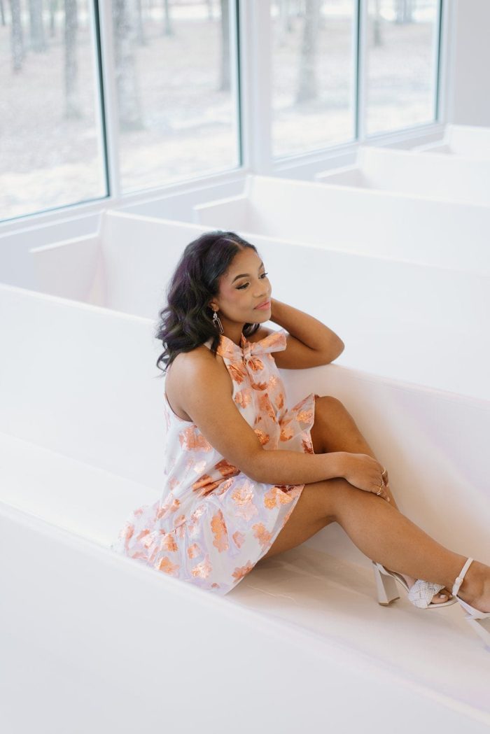 Rose Gold Embroidered Dress - Image 4