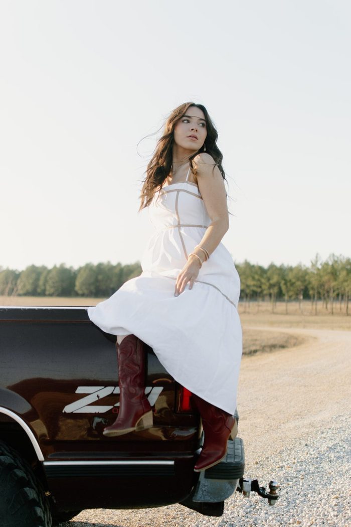 White Contrast Tiered Maxi Dress - Image 4