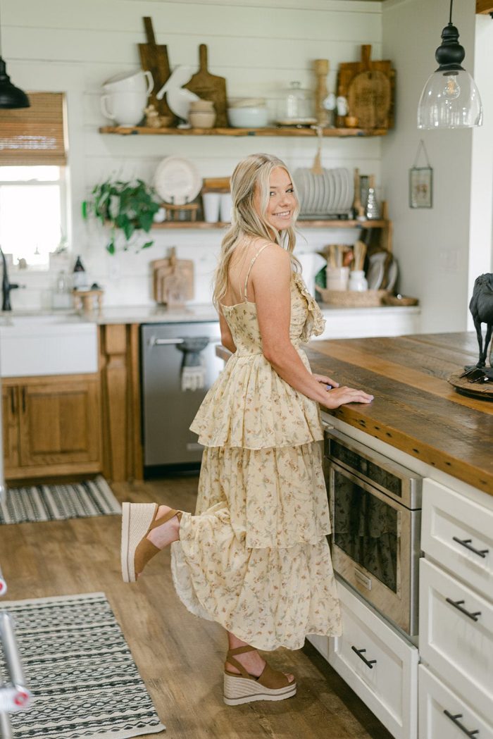 Yellow Floral Bow Front Midi Dress - Image 2